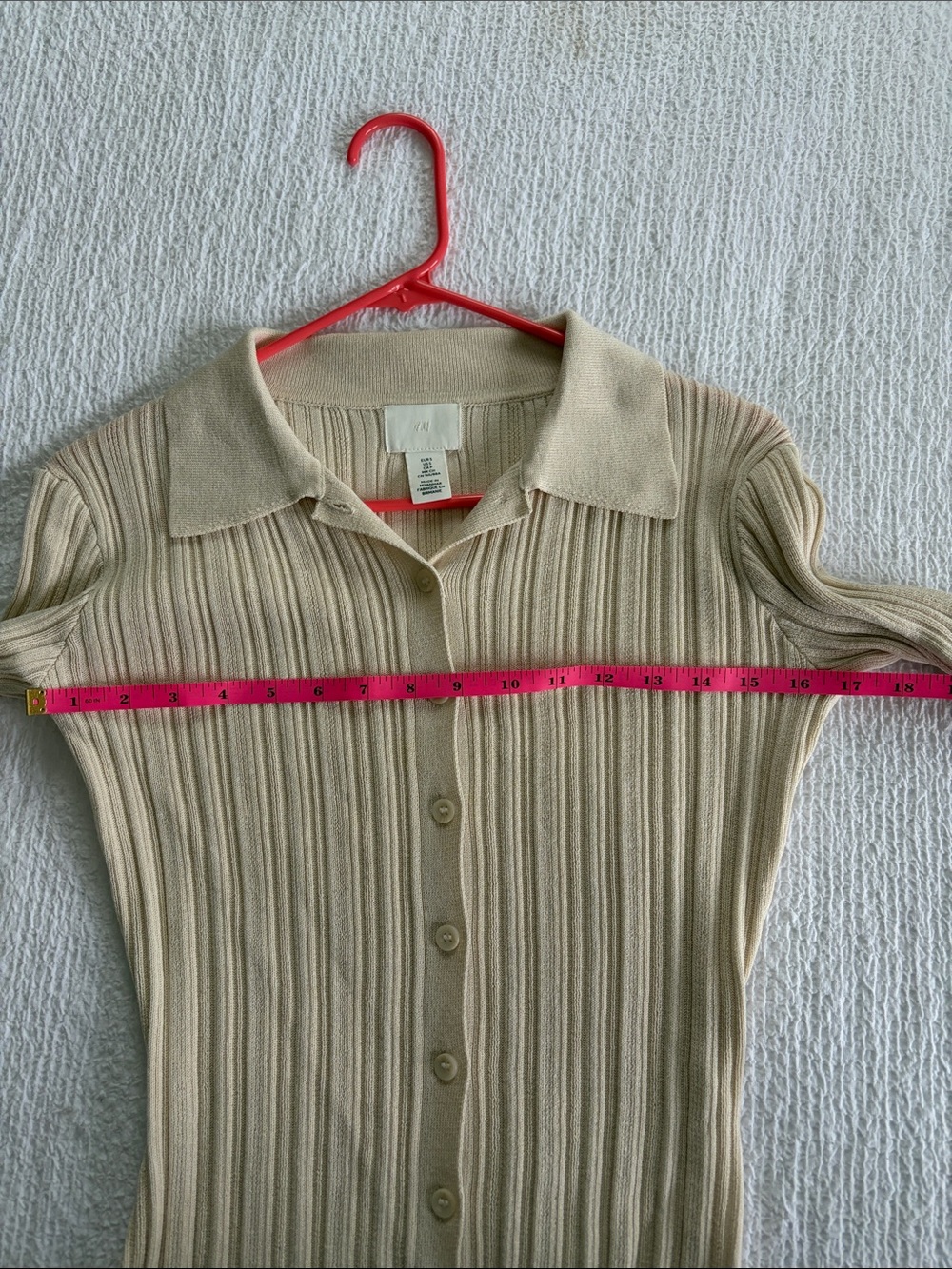 H&M Neutral Ribbed Long Sleeve Top Small - Picture 7 of 8